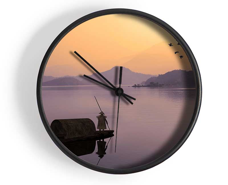 Chinese Fisherman At Dusk Clock - Wallart-Direct UK