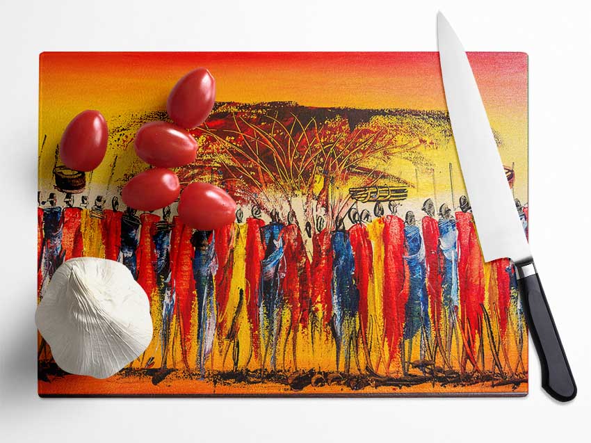 African Tribal Art 15 Glass Chopping Board