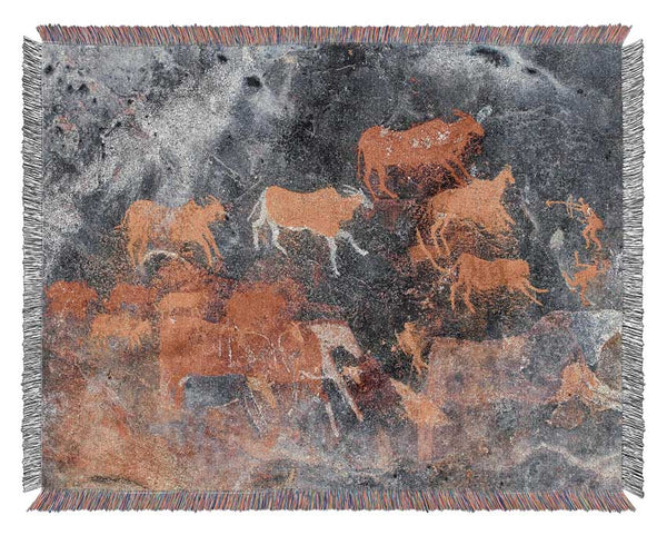 Primative Cave Art 1 Woven Blanket