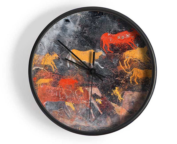 Primative Cave Art 1 Clock - Wallart-Direct UK