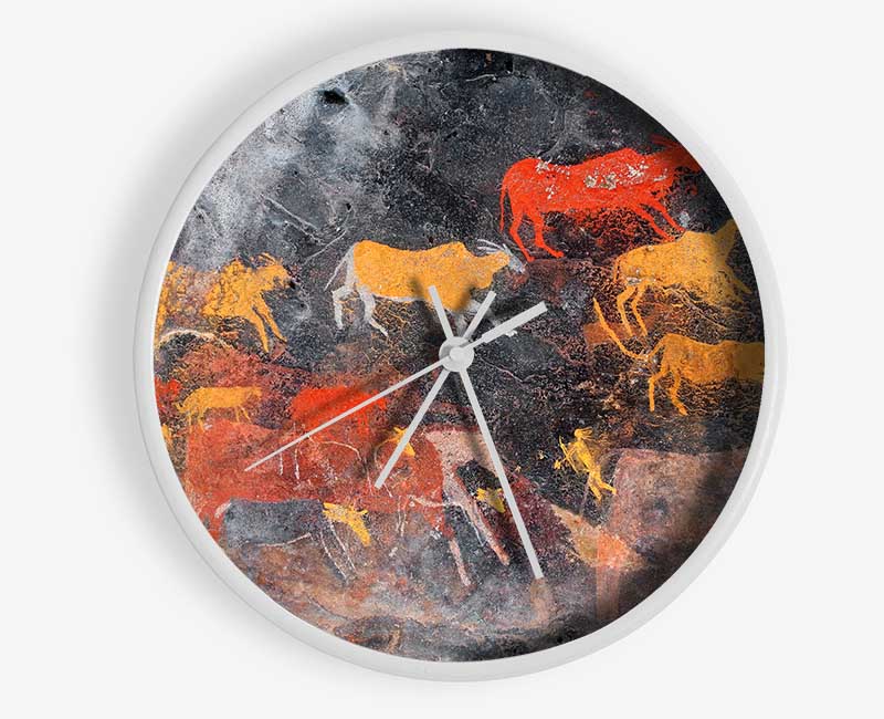 Primative Cave Art 1 Clock - Wallart-Direct UK