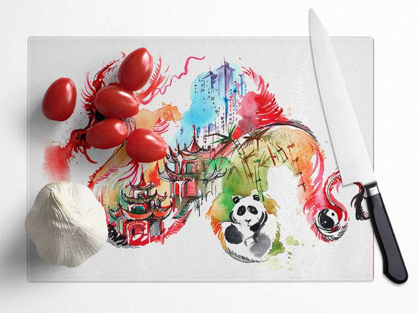 The Life In A Chinese Dragon Glass Chopping Board