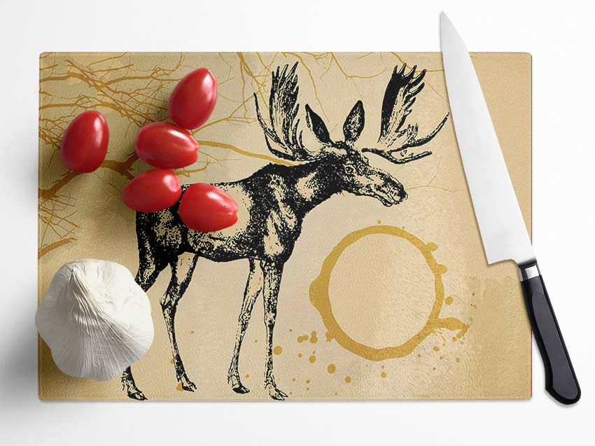 Moose In The Golden SunA Glass Chopping Board