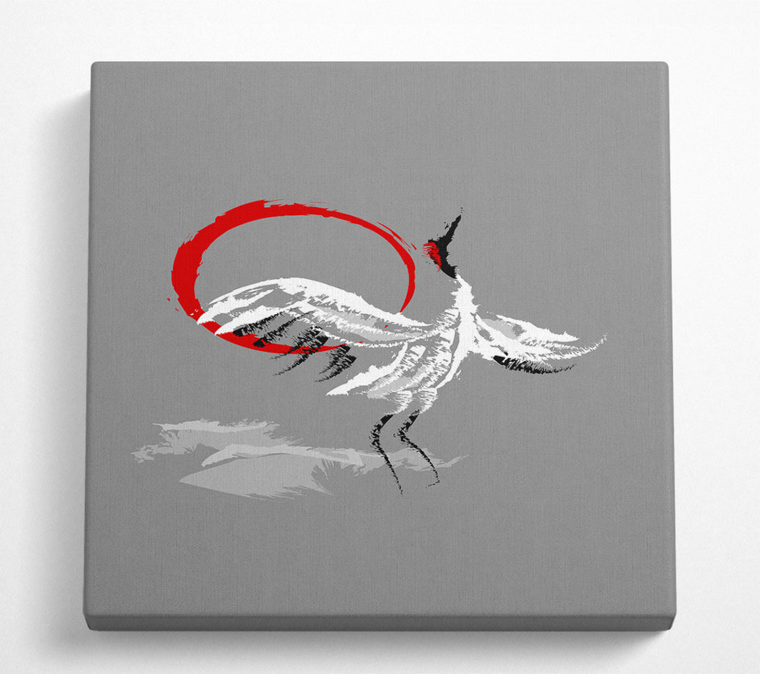 A Square Canvas Print Showing Japanese Crane 4 Square Wall Art