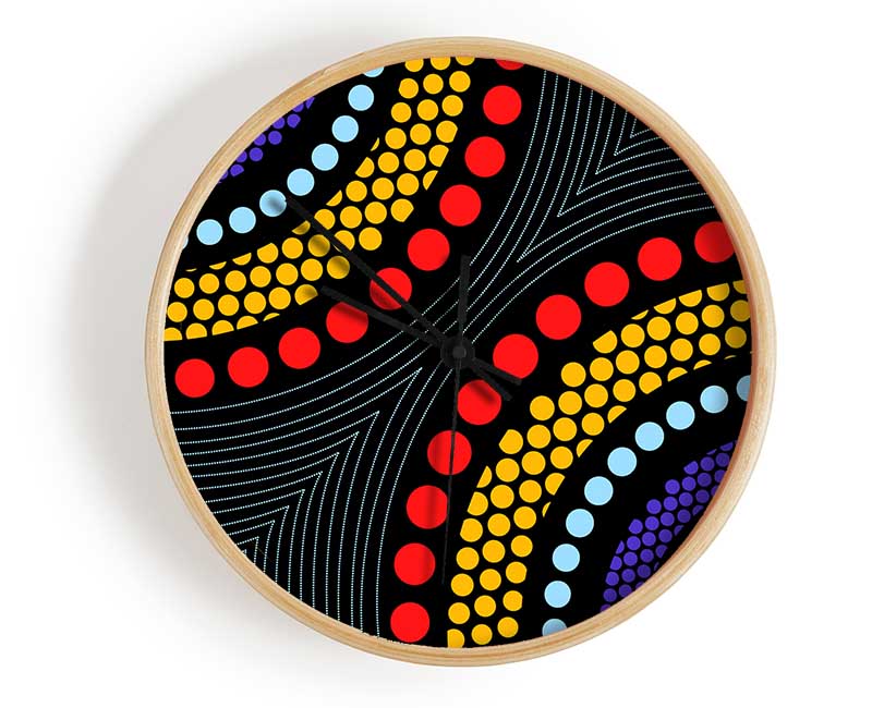 Aboriginal Pattern 11 Clock - Wallart-Direct UK