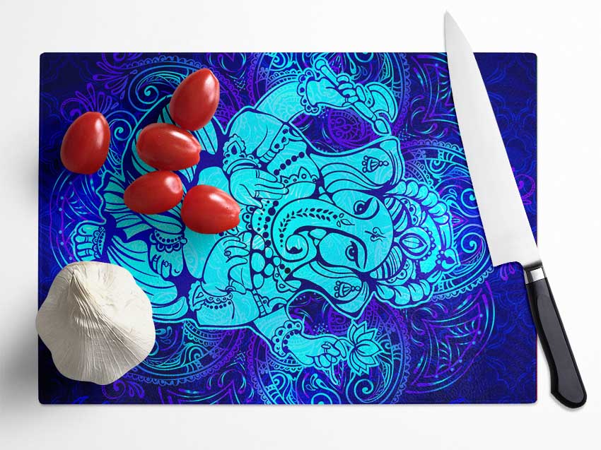 Hindu God Ganesha 4 Glass Chopping Board