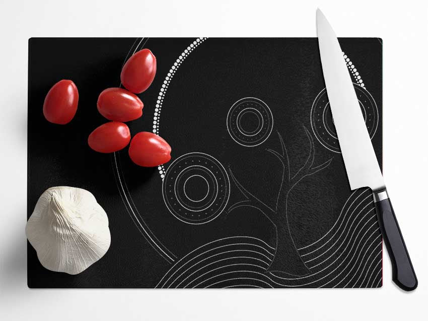 Aboriginal Pattern 13 Glass Chopping Board