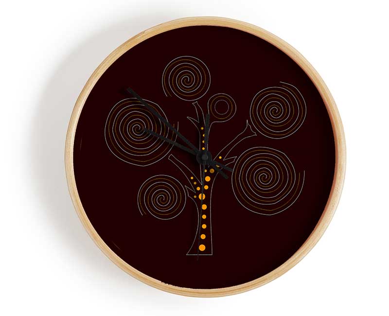 Aboriginal Tree 3 Clock - Wallart-Direct UK