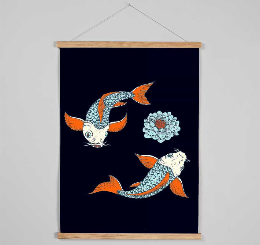 Japanese Koi Twins Hanging Poster - Wallart-Direct UK