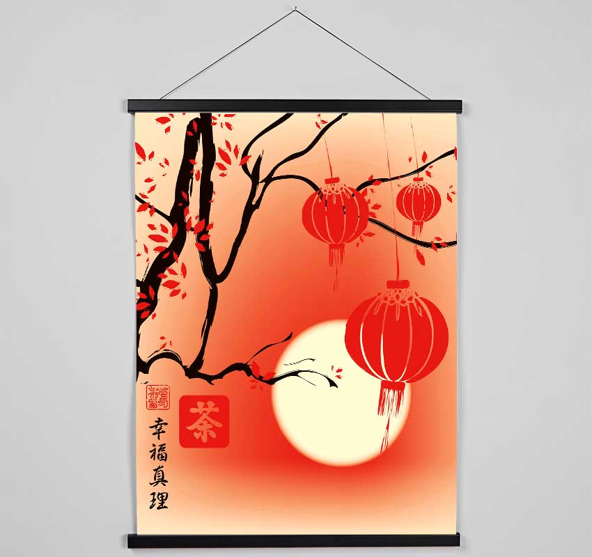 Chinese Bamboo lanterns Hanging Poster - Wallart-Direct UK