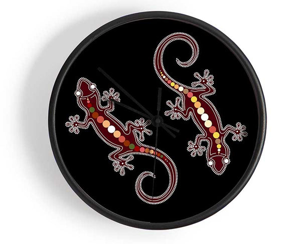 Aboriginal Lizard 4 Clock - Wallart-Direct UK