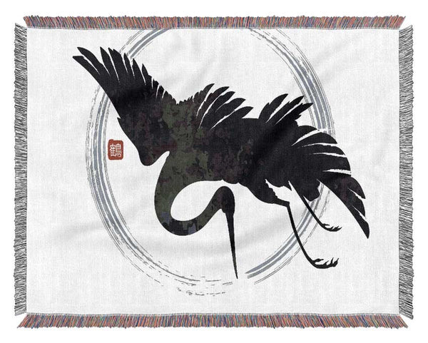 Japanese Crane 1 Woven Blanket