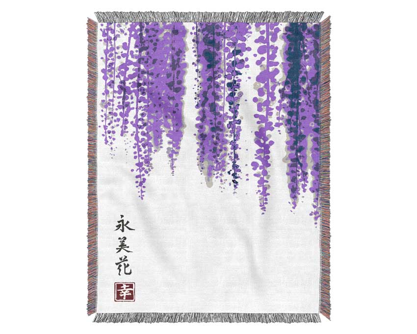 Chinese Purple Blossom Woven Blanket