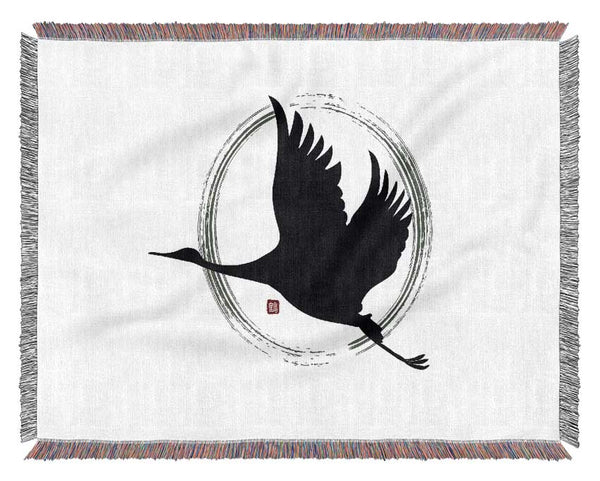 Japanese Crane 3 Woven Blanket