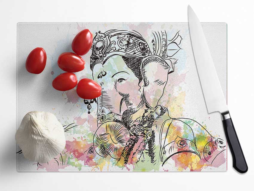 Hindu God Ganesha 7 Glass Chopping Board