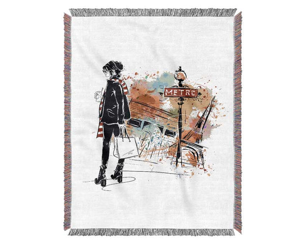 Paris Streets 1 Woven Blanket