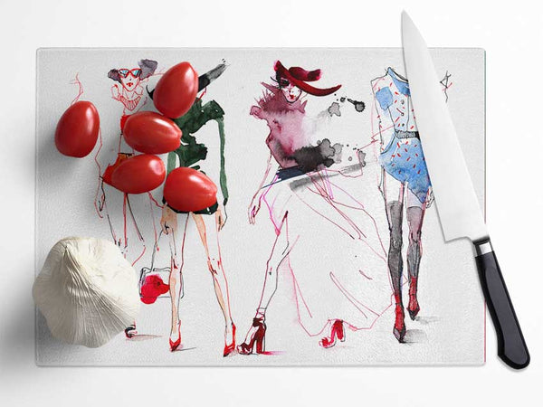 Summer Fashion Show Glass Chopping Board