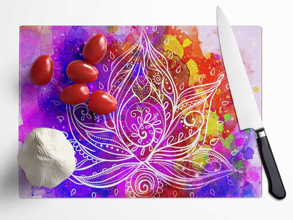 Abstract Lotus Leaves Glass Chopping Board