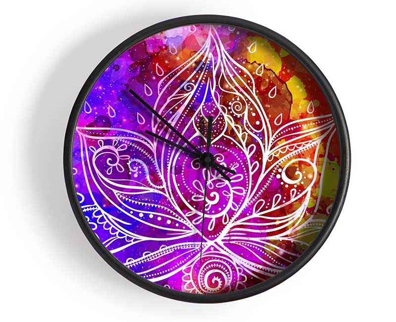 Abstract Lotus Leaves Clock - Wallart-Direct UK