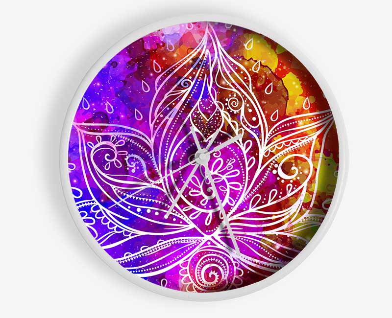 Abstract Lotus Leaves Clock - Wallart-Direct UK