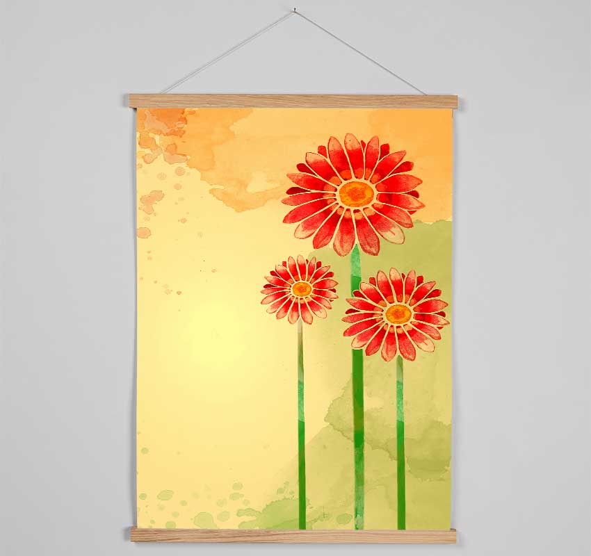 Trio Of Daisies Hanging Poster - Wallart-Direct UK