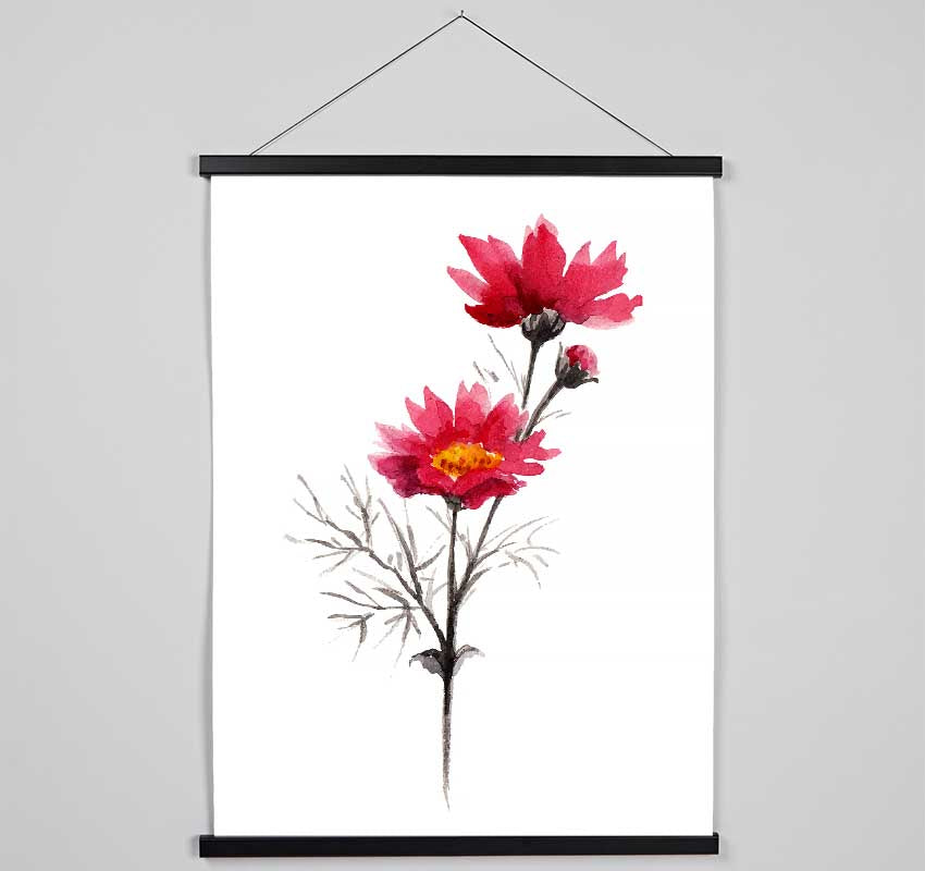 Pink Flower Spray Hanging Poster - Wallart-Direct UK