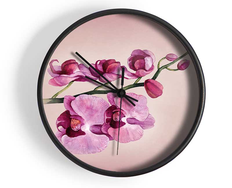 Pink Orchid Clock - Wallart-Direct UK