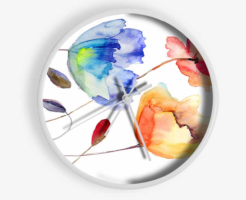 Poppy Watercolour Clock - Wallart-Direct UK