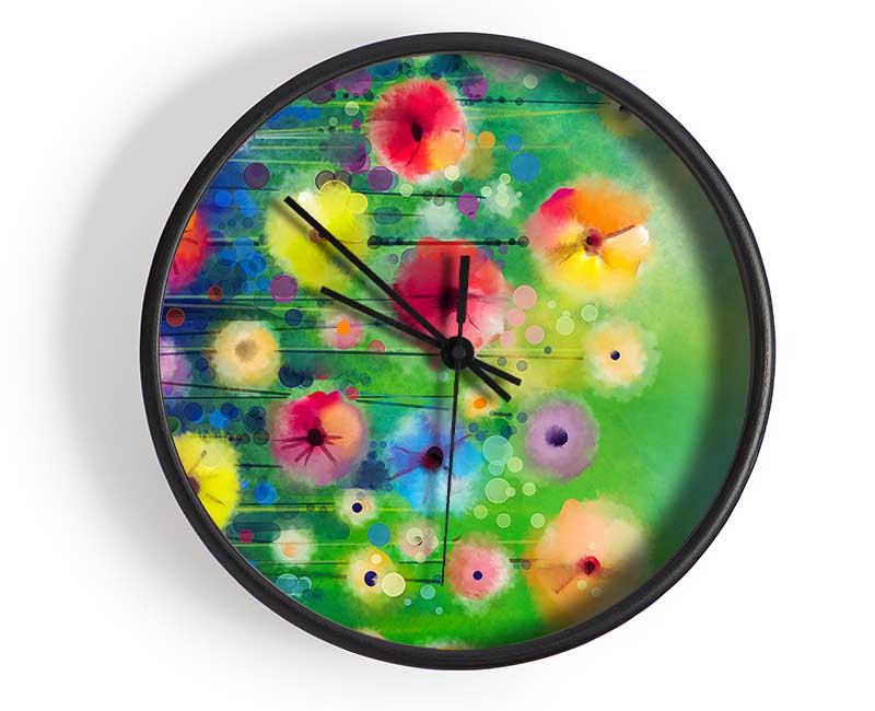 Psychedelic Flower Garden Clock - Wallart-Direct UK