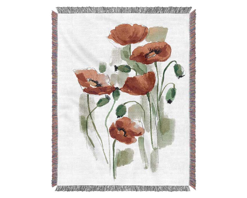 Poppies In Bloom Woven Blanket