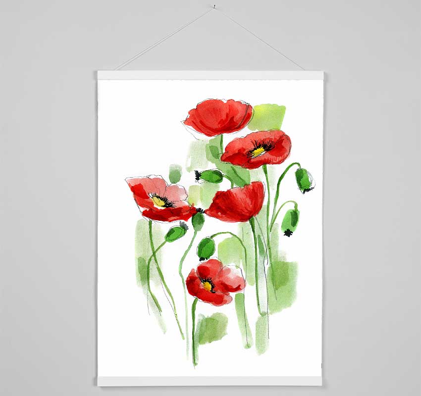 Poppies In Bloom Hanging Poster - Wallart-Direct UK