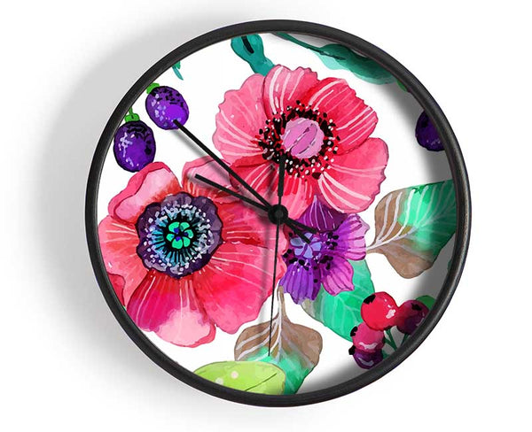 Poppies And Berries Clock - Wallart-Direct UK