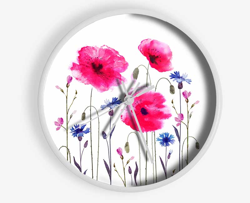 Pink Poppy Abstract Clock - Wallart-Direct UK