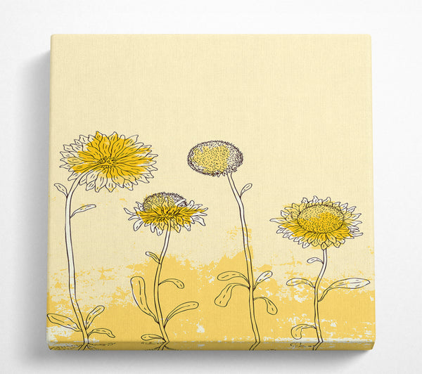 A Square Canvas Print Showing Sunflower Meadow Square Wall Art