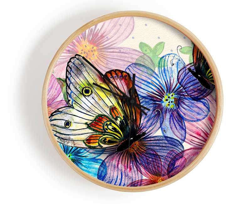 Butterfly Petal Madness Clock - Wallart-Direct UK