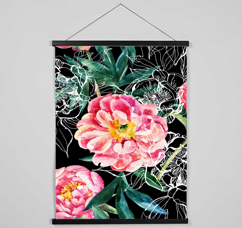 Huge Pink Flowers Hanging Poster - Wallart-Direct UK