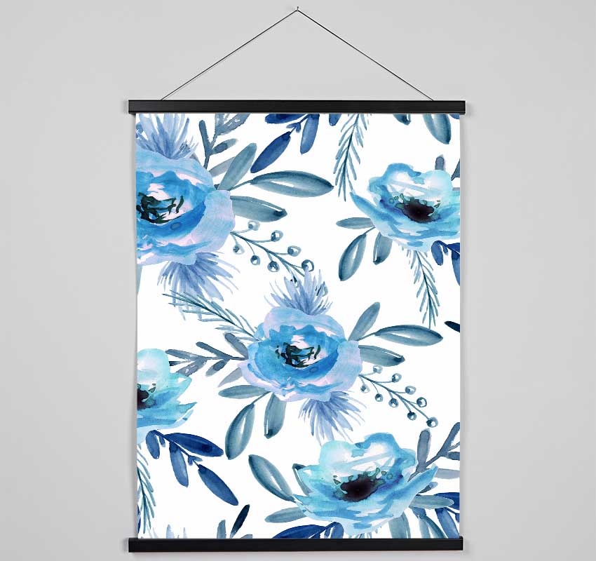 Blue Rose Bloom Hanging Poster - Wallart-Direct UK