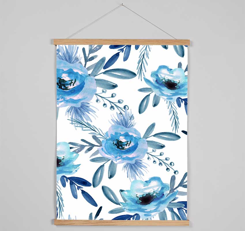 Blue Rose Bloom Hanging Poster - Wallart-Direct UK