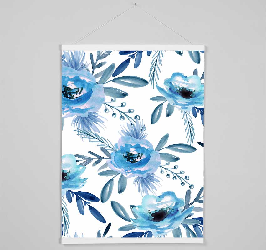 Blue Rose Bloom Hanging Poster - Wallart-Direct UK