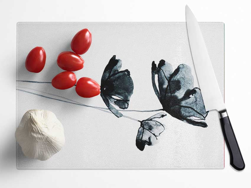 Black Poppy Abstract Glass Chopping Board