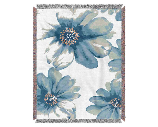 Stunning Blue Petals Woven Blanket