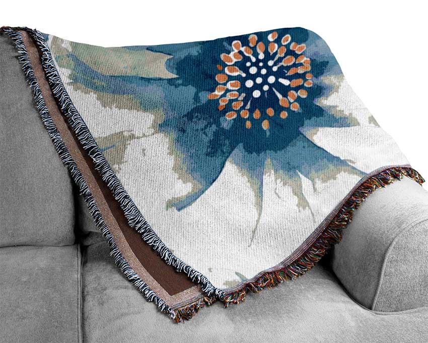 Stunning Blue Petals Woven Blanket