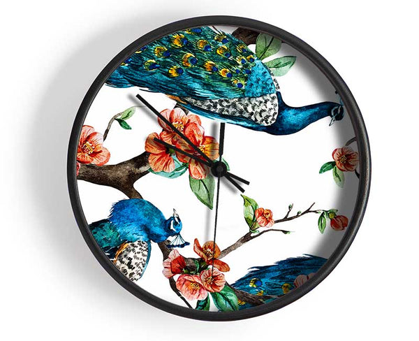 Peacock Branches Clock - Wallart-Direct UK