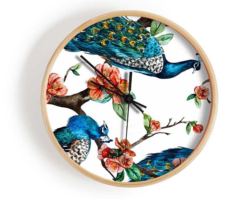 Peacock Branches Clock - Wallart-Direct UK