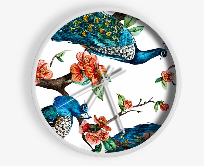 Peacock Branches Clock - Wallart-Direct UK