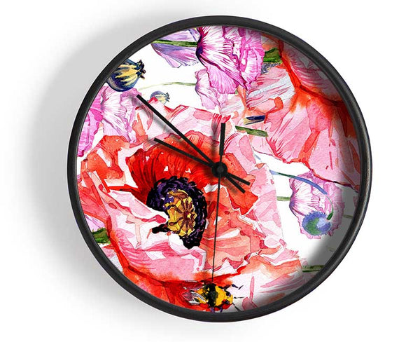 Carnation Poppy Garden Clock - Wallart-Direct UK