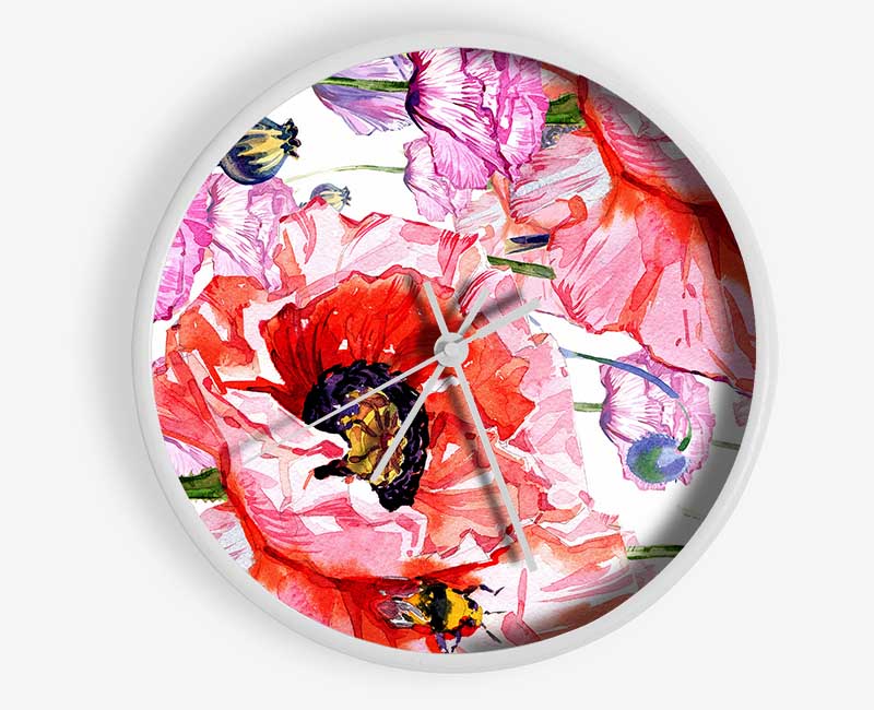 Carnation Poppy Garden Clock - Wallart-Direct UK