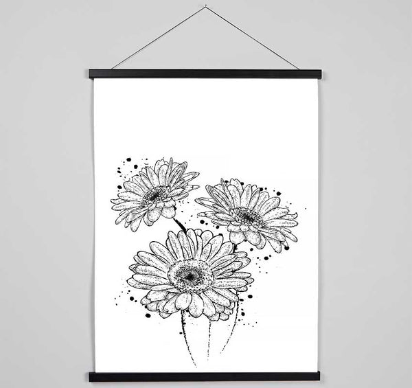 Black Daisy Splash Hanging Poster - Wallart-Direct UK