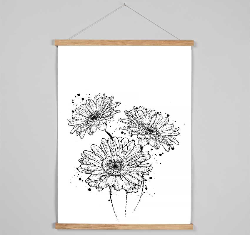 Black Daisy Splash Hanging Poster - Wallart-Direct UK