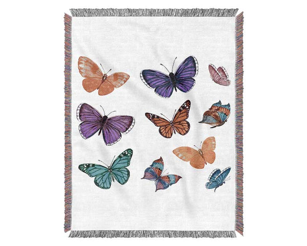 Rainbow Butterflies Woven Blanket